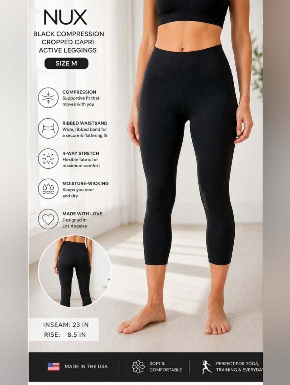 NUX Black Stretch Active Leggings - Picture 7 of 7